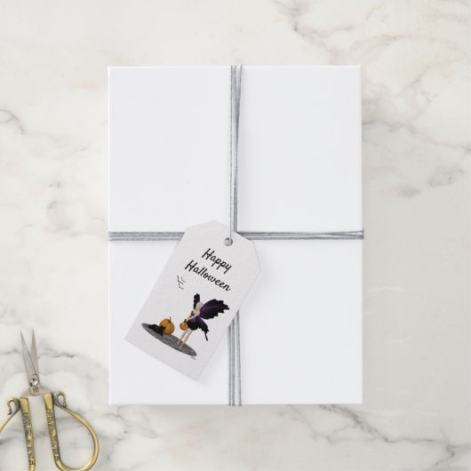 Halloween Fairy with Pumpkin Gift Label Cadeaulabel (Met Touw)