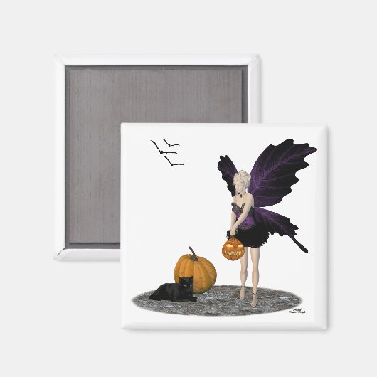 Halloween Fairy with Pumpkin Magnet (Voorkant / Achterkant)