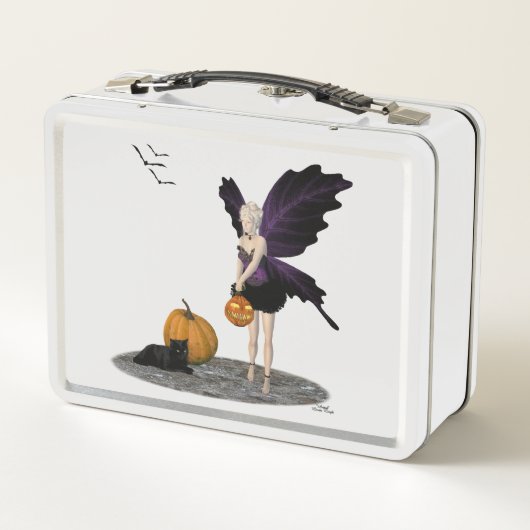 Halloween Fairy with Pumpkin Metal Lunchbox (Achterkant)