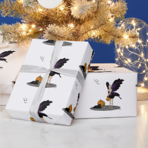 Halloween Fairy with Pumpkin Wrapping Paper Cadeaupapier