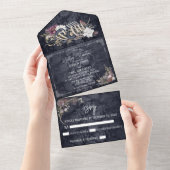 Halloween Fall bruiloft Floral Waterverf Snake All In One Uitnodiging (Afscheurbaar)