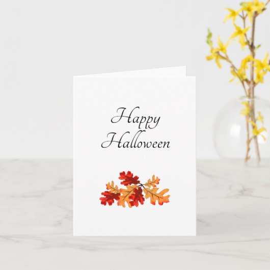 Halloween Fall Leaves Elegant Typografie Kaart (Gele Bloem)
