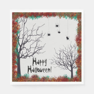 Halloween Fall Leaves Spooky Treders Spiders Party Servet