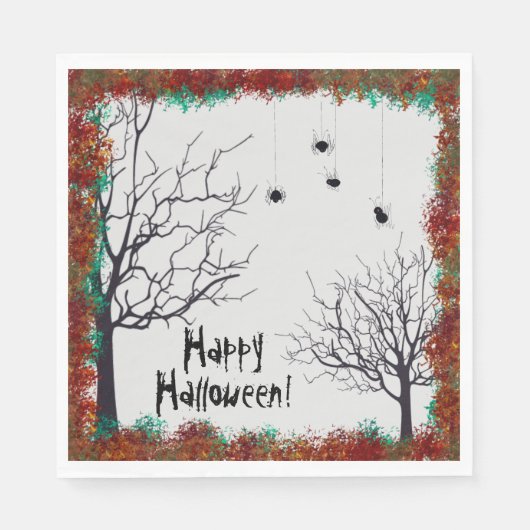 Halloween Fall Leaves Spooky Treders Spiders Party Servet (Voorkant)