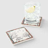 Halloween Fall Leaves Spooky Treders Spiders Stenen Onderzetter (Zijkant)