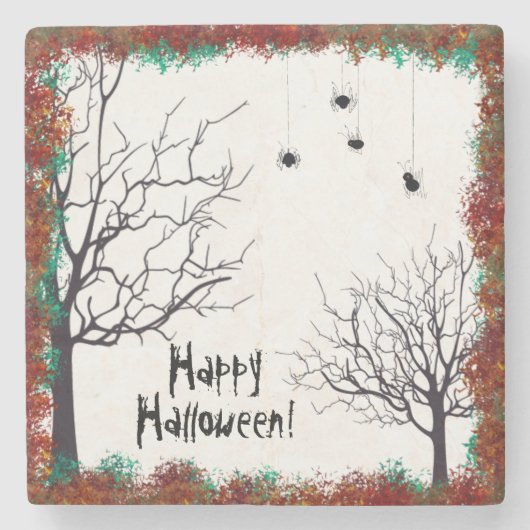 Halloween Fall Leaves Spooky Treders Spiders Stenen Onderzetter (Voorkant)