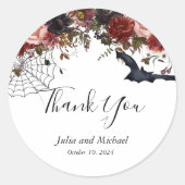 Halloween Fall Wedding Waterverf Floral Ronde Sticker (Voorkant)