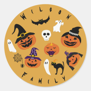 Halloween Familie van Jack O Lantern Ronde Sticker