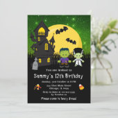 Halloween Fancy Dress Birthday Monsters Green Kaart (Staand voorkant)
