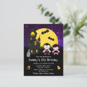 Halloween Fancy dress Birthday Vampires Paars Briefkaart (Staand voorkant)