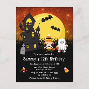 Halloween Fancy Dress Birthday Witch Ghost Sinaasa Briefkaart