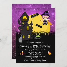 Halloween Fancy dress Birthday Witch Paars Kaart