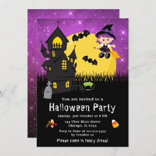 Halloween Fancy dress party heks Paars Kaart