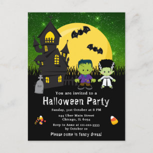 Halloween Fancy Dress Party Monsters Green Briefkaart