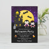 Halloween Fancy Dress Party Vampires Paars Kaart (Staand voorkant)