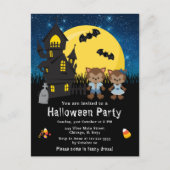Halloween Fancy Jurk Party Weerwolf Blauw Briefkaart (Voorkant)