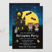 Halloween Fancy Jurk Party Weerwolf Blauw Kaart (Voorkant / Achterkant)