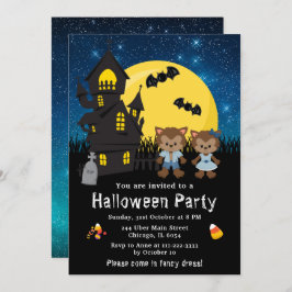Halloween Fancy Jurk Party Weerwolf Blauw Kaart