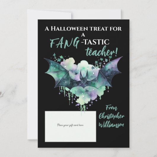 Halloween Fang-Tastic Teacher Gift Kaart Houder (Voorkant)