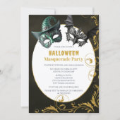 Halloween Faux Glitter Masquerade Kostuumfeest Kaart (Voorkant)