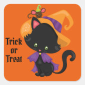 Halloween Favor Bag Sticker Cute Black Cat (Voorkant)