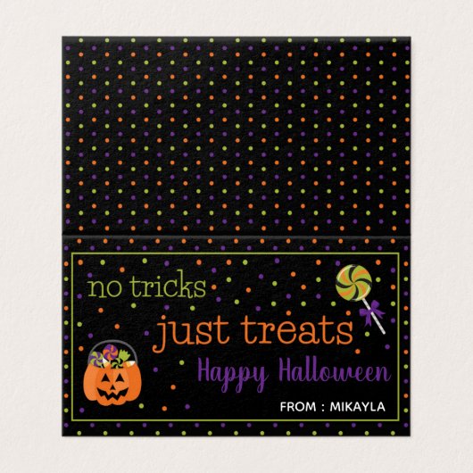 Halloween Favor Bag Topper met Editable Name Visitekaartje (Buitenkant ongevouwen)