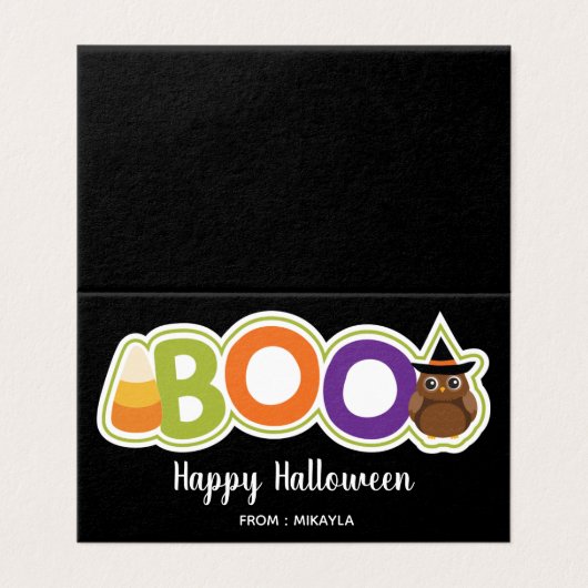 Halloween Favor Bag Topper met Editable Name Visitekaartje (Buitenkant ongevouwen)