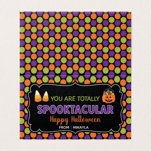 Halloween Favor Bag Topper met Editable Name Visitekaartje (Buitenkant ongevouwen)