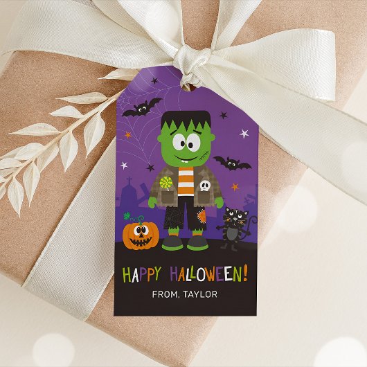 Halloween Favoriet Tag Frankenstein Verjaardag Cadeaulabel
