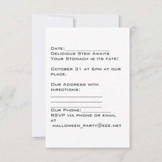 Halloween Feast Invitation  Cats Kind Kaart (Achterkant)