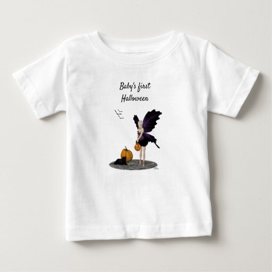 Halloween fee met pompoen Baby T-shirt (Voorkant)
