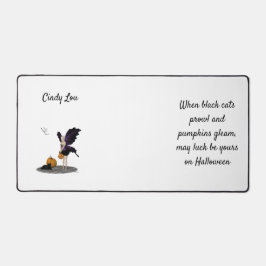 Halloween fee met pompoenen bureau mat