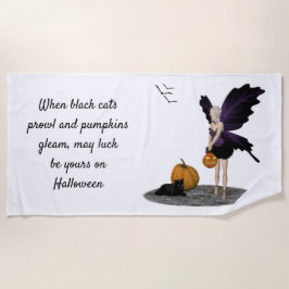 Halloween fee met pompoenen strandlaken