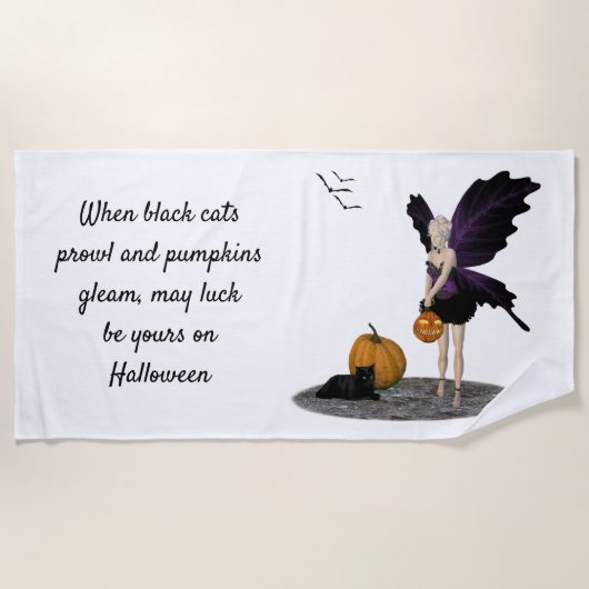 Halloween fee met pompoenen strandlaken (Voorkant)