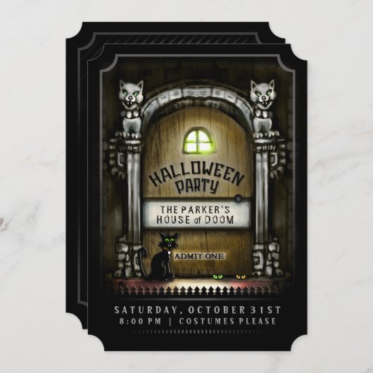 Halloween feest achtervolgd deur uitnodiging (Voorkant / Achterkant)