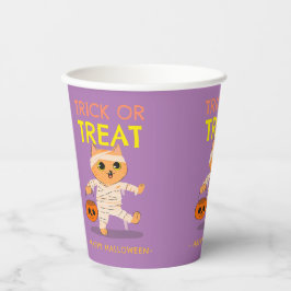 Halloween feest beker, kat mummie, trick or treat papieren bekers