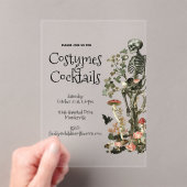 Halloween Feest Costume & Cocktails Roze Bloemen Acryl Uitnodigingen (Insitu (Draagbaar))