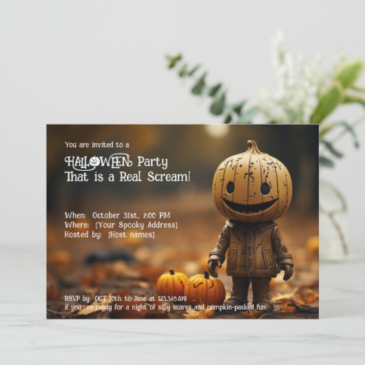 Halloween feest, dat is een echte schreeuw! kaart (Staand voorkant)