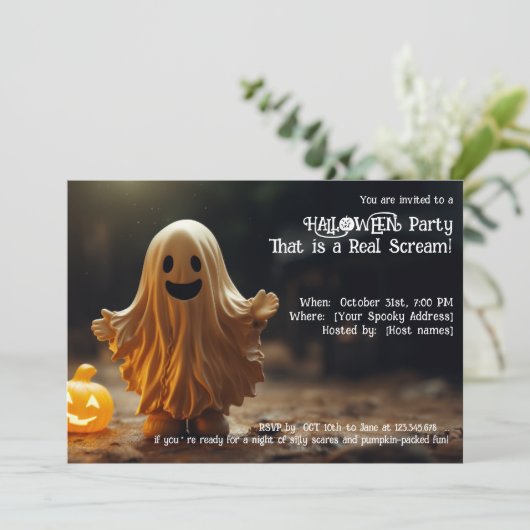 Halloween feest, dat is een echte schreeuw! kaart (Staand voorkant)