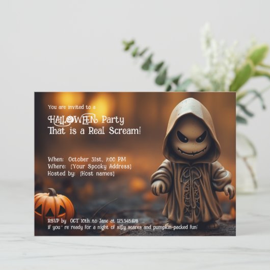 Halloween feest, dat is een echte schreeuw! kaart (Staand voorkant)