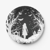 Halloween feest decoratie, de begraafplaats ballon papieren bordje (Voorkant)