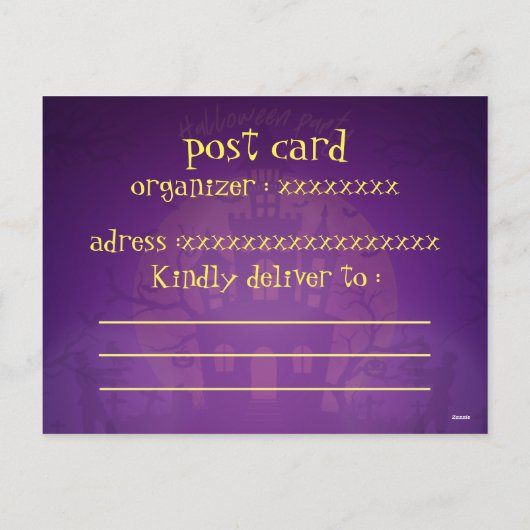 Halloween feest enge huis zwarte uitnodiging (Achterkant)