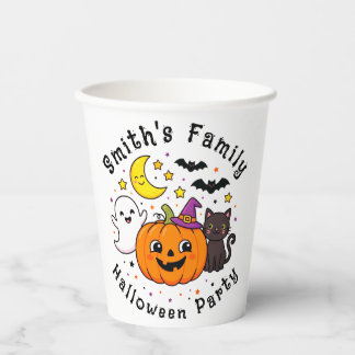 Halloween Feest Familie Knuffel Pompoen Kat Geest Papieren Bekers