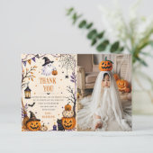 Halloween-feest foto bedankkaart (Staand voorkant)