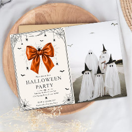 Halloween Feest Foto Oranje Strik Kaart