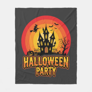 Halloween Feest Geheime Kasteel Retro Vector Fleece Deken