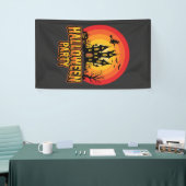 Halloween Feest Geheime Kasteel Retro Vector Spandoek (Beurs)