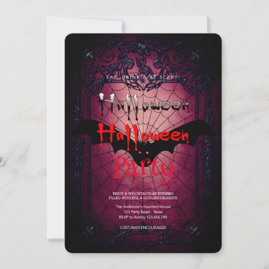 Halloween Feest  Gothic Het Spinnenweb Kaart (Voorkant)