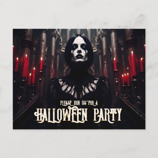 Halloween-feest – Gotische donkere uitnodiging (Voorkant)