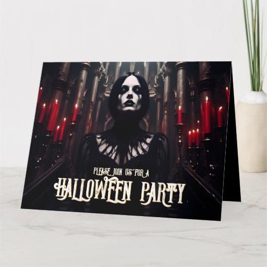 Halloween-feest – Gotische donkere uitnodiging (Voorkant)